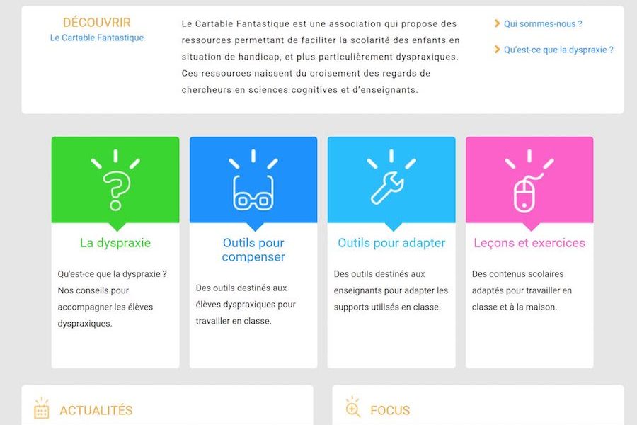 Le Cartable Fantastique : ressources et info pour faciliter l’inclusion scolaire des enfants dyspraxiques